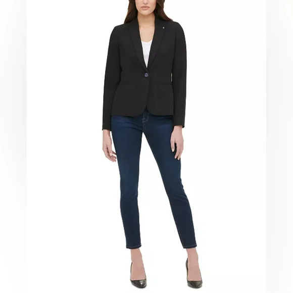 Tommy Hilfiger Women's One Button Blazer Business Jacket in Black Size 6‎ NWOT - Picture 5 of 7